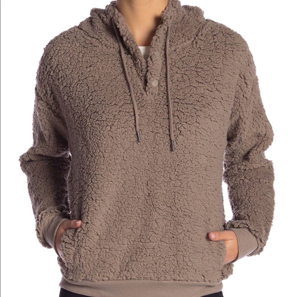 Zella Rare Form Faux Shearling pullover hoodie